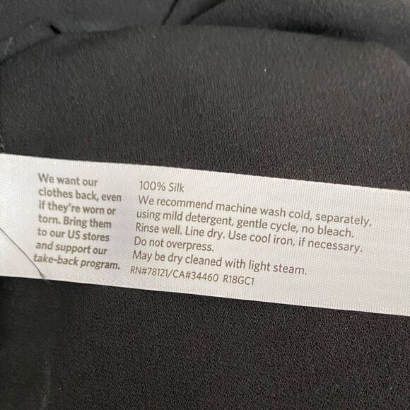 Eileen Fisher 100% Silk Georgette Crepe Black Bateau Top NWT Size Petite Small - Picture 4 of 5